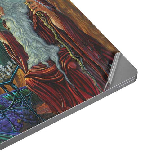 Dragon and Wizard Playing Chess by Ed Beard Jr Laptop Skins